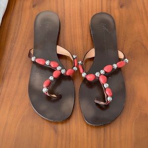 Giuseppe Zanotti T-strap leather with stones